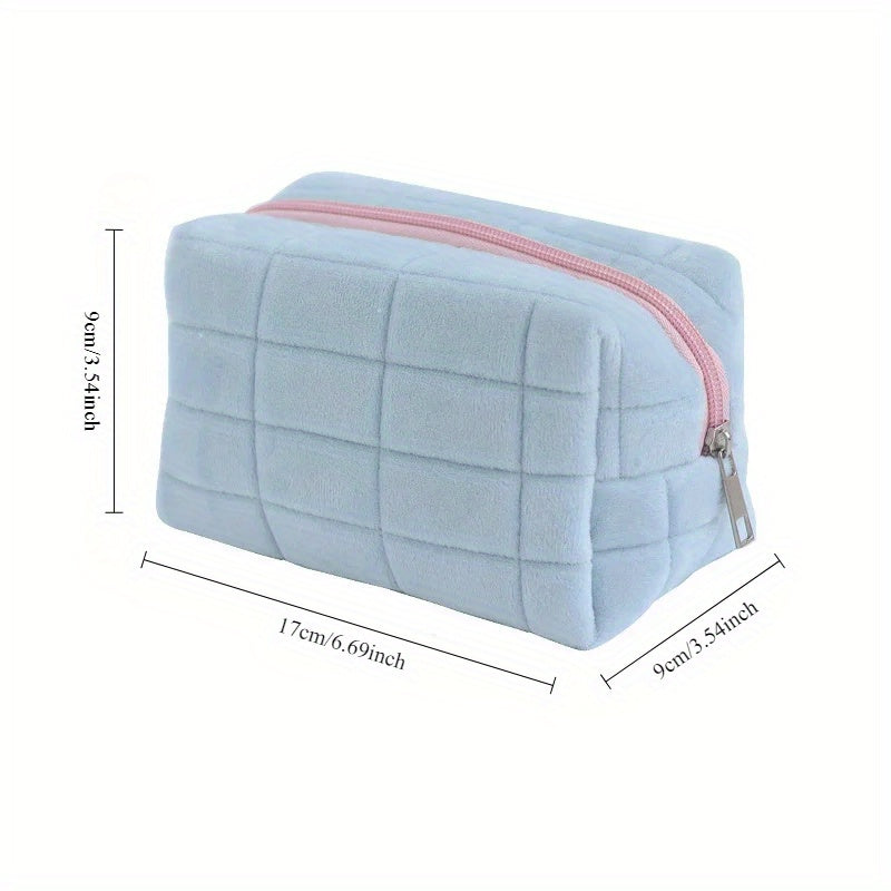 Large capacity solid color pillow pencil case, perfect for girls in school or office.