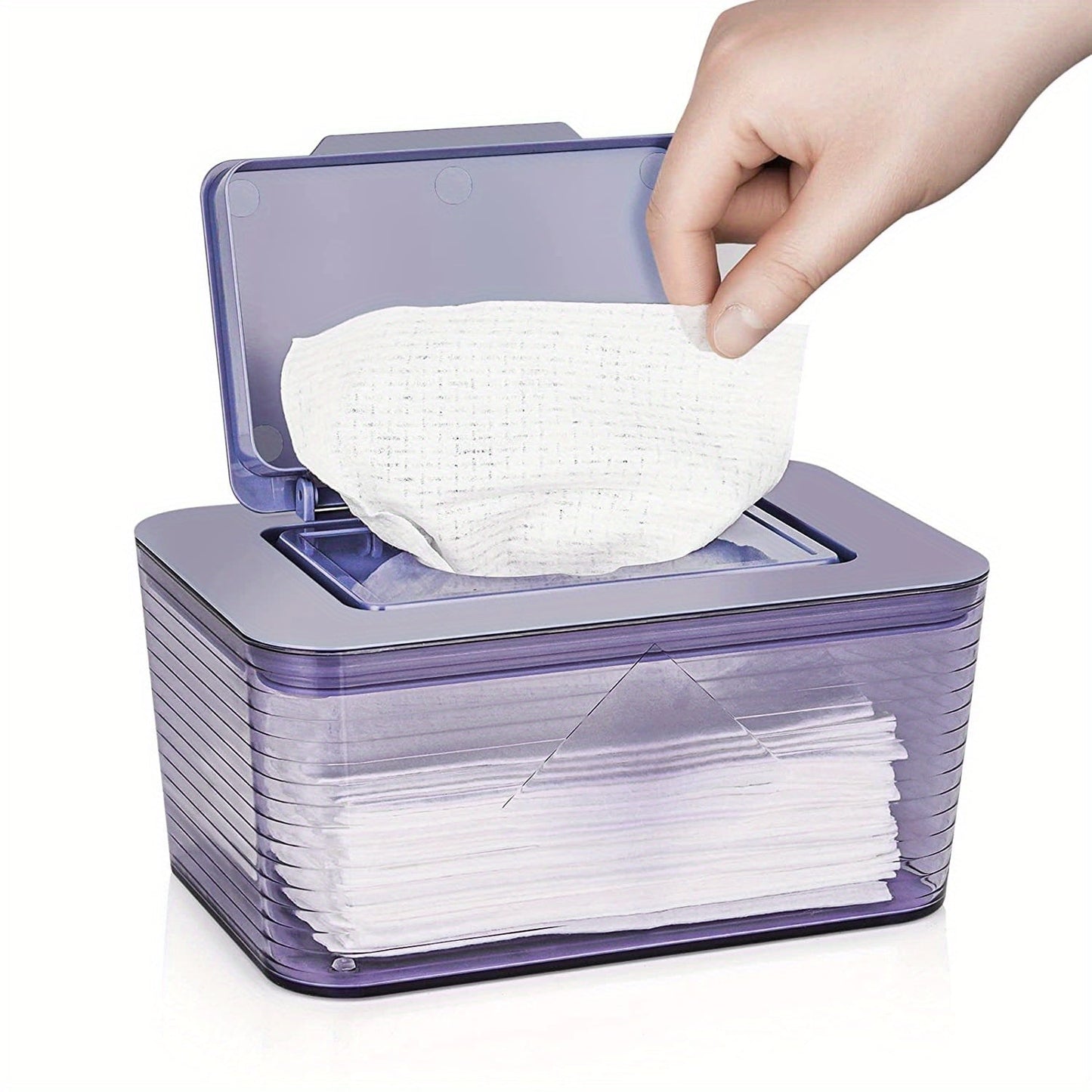 A non-slip wipe dispenser designed to keep wipes fresh and easily accessible.