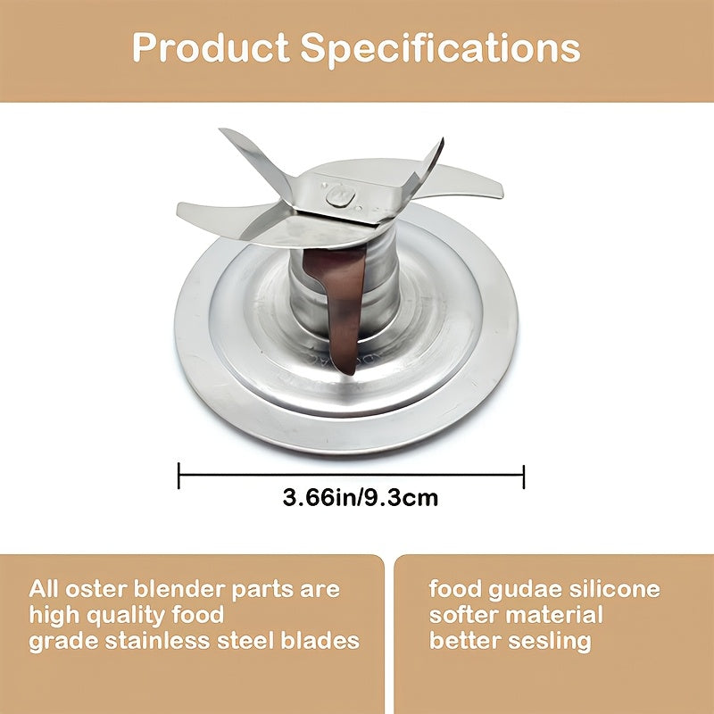 1200w PRO Blender Blade for Oster Juicer, made of stainless steel with ice crusher capability. Includes holder with six blades for efficient blending.