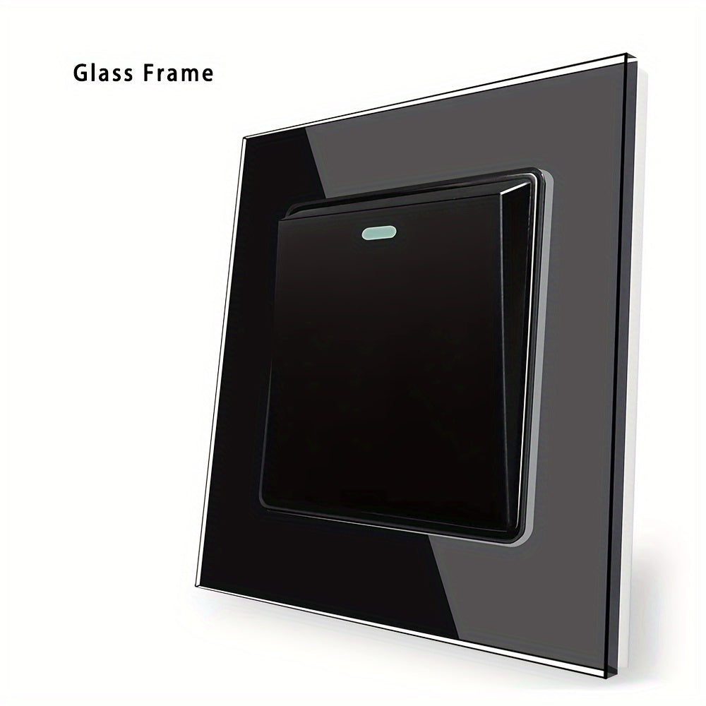 Sleek tempered glass crystal wall switch available in white, gray, and black in 1GANG, 2GANG, and 3GANG options.