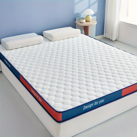 1-piece, 8cm thick memory foam mattress in white, soft to medium firmness. Foldable for easy storage. Made of latex & PU foam with polyester cover. Features active print. Designed for