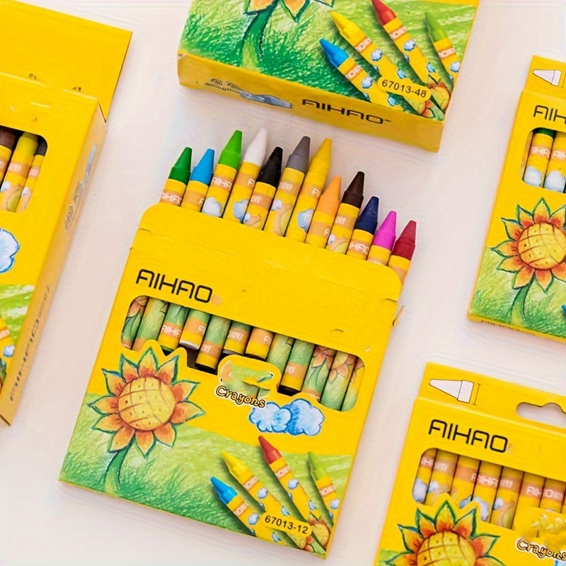 AIHAO 8/12/24 Colors Crayons Set for ages 14+, with Bold Point, Lightweight Oval Body Shape, Ambidextrous, Ideal for Drawing & Doodling.