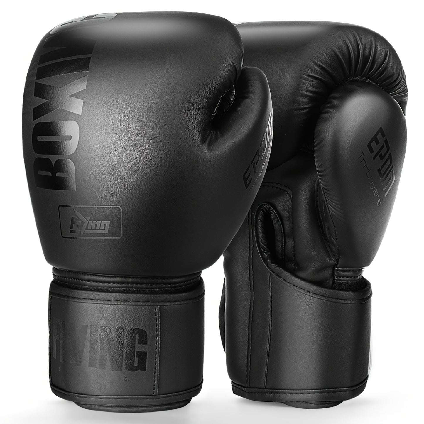 Boxing gloves in 10, 12, 14, and 16 oz made of faux leather for various combat sports training.