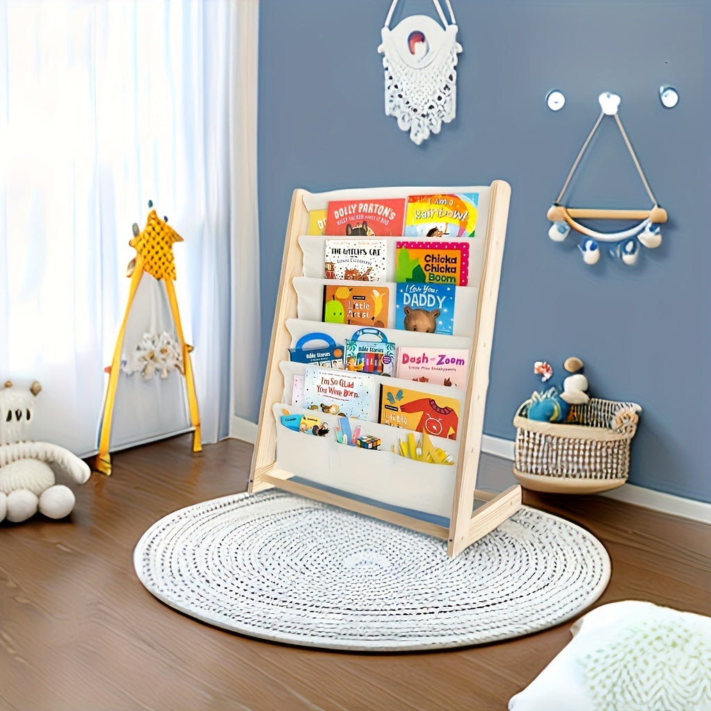 Adorable 5-Tier Wooden Children's Bookshelf - Ideal for Organizing Books in Nursery, Bedroom, or Living Room