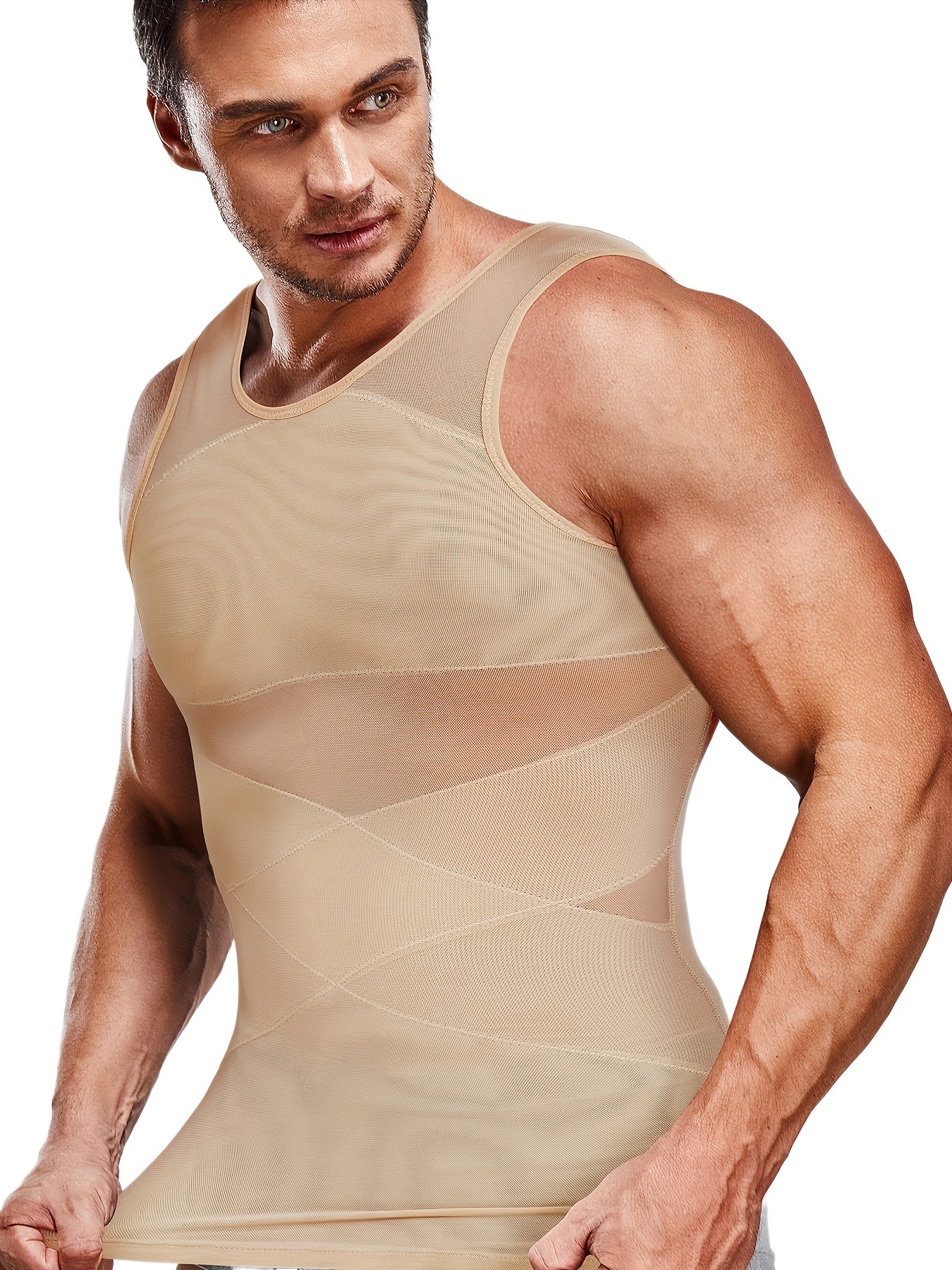 Compression shirts for men, slimming, breathable tank top.