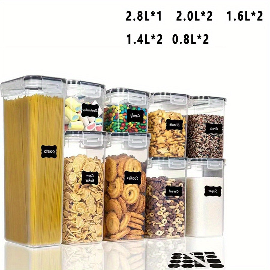 Food storage containers in sets of 3, 6, 7, or 9 with lids. Perfect for storing candy, biscuits, tea, pet snacks, and organizing your kitchen pantry. Canisters are great for preserving cereal, pasta, flour, sugar, and other dry foods. Essential home