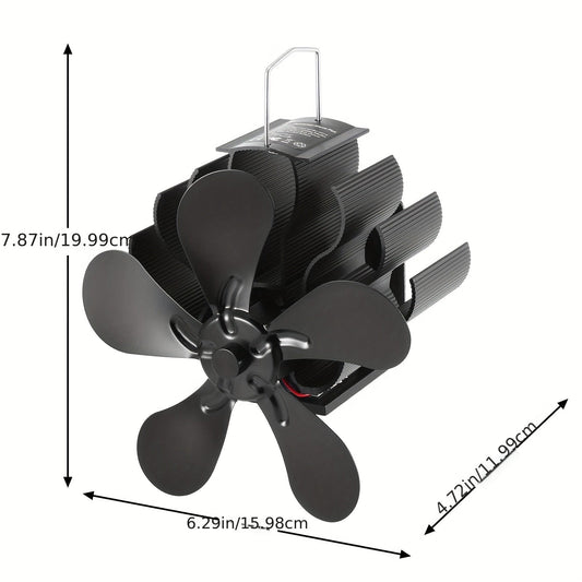 PANDAFAUCET Wood Stove Fan - Heat Powered for Gas/Pellet Log Burners - Brushed Aluminum, Quiet Operation, Portable with Switch, No Electricity Required, Improves Air Flow.