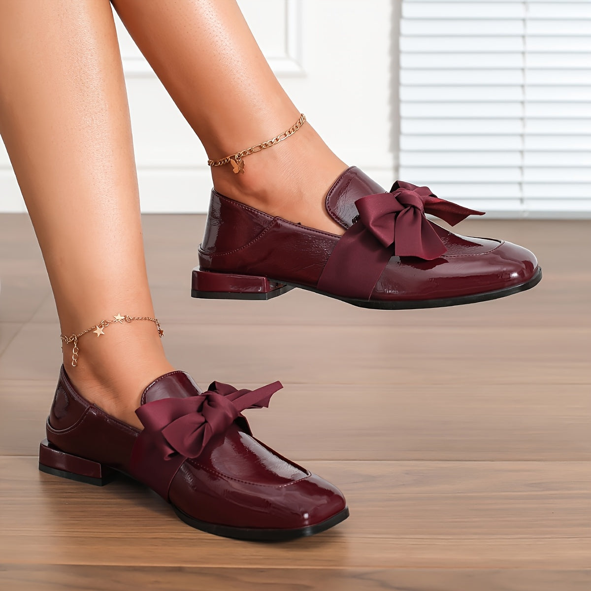 Women's new Burgundy bow mules by Le Fu Shoes.