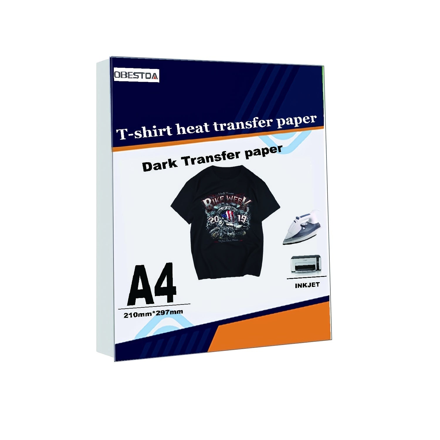 A4 Iron-On Transfer Paper: 20 sheets for dark T-shirts, matte finish, high-quality inkjet transfer, vibrant designs, fabric decoration.