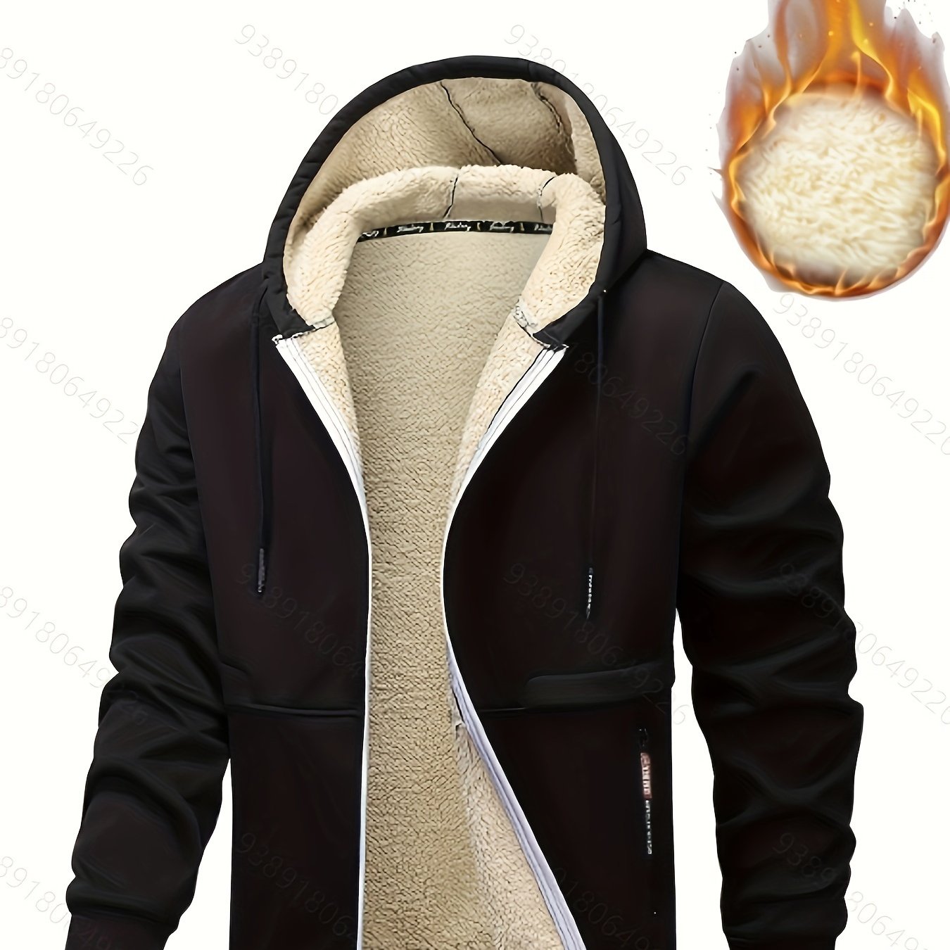 Men's casual padded jacket with hood and zip-up coat for winter wear, PLUS SIZE.