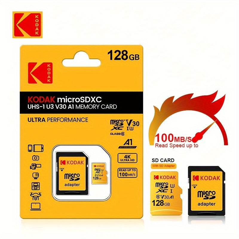 Kodak High Speed Memory Card for Driving Recorder, Surveillance Camera, and Mobile Devices, available in various sizes.