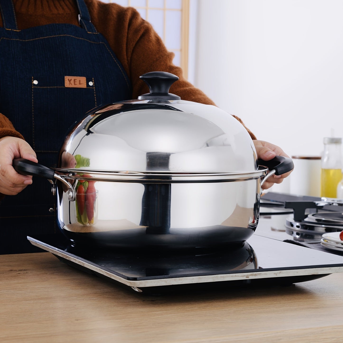 Durable and Versatile Stainless Steel Steamer Pot for Home Cooking - Works with Electric and Gas Stoves