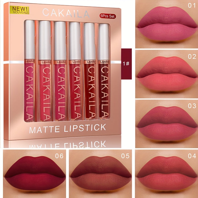 CAKAILA 6-Color long-lasting and waterproof lip gloss set for women.