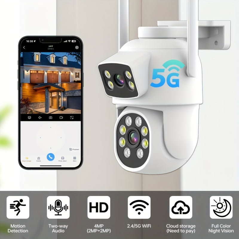 Introducing the ZHXINSD 4MP Dual Lens Wireless Security Camera with AI Motion Detection. This high-definition camera features 1920P HD resolution, 2-way audio, WiFi connectivity, and is suitable for both indoor and outdoor surveillance. It also includes