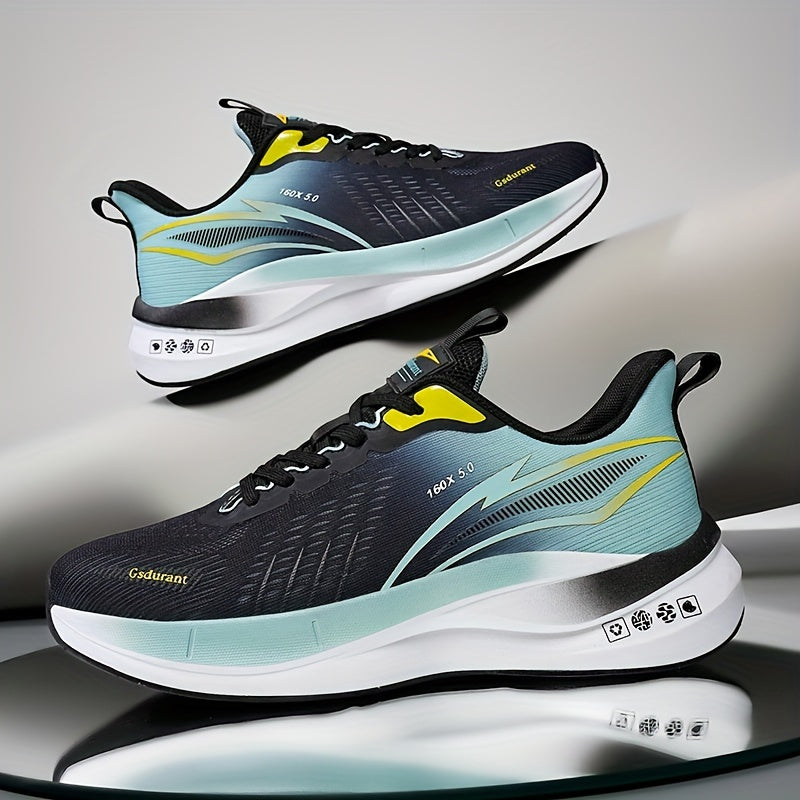 Men's lightweight breathable running shoes with shock absorption, lace up sneakers for outdoor activities in spring and summer.