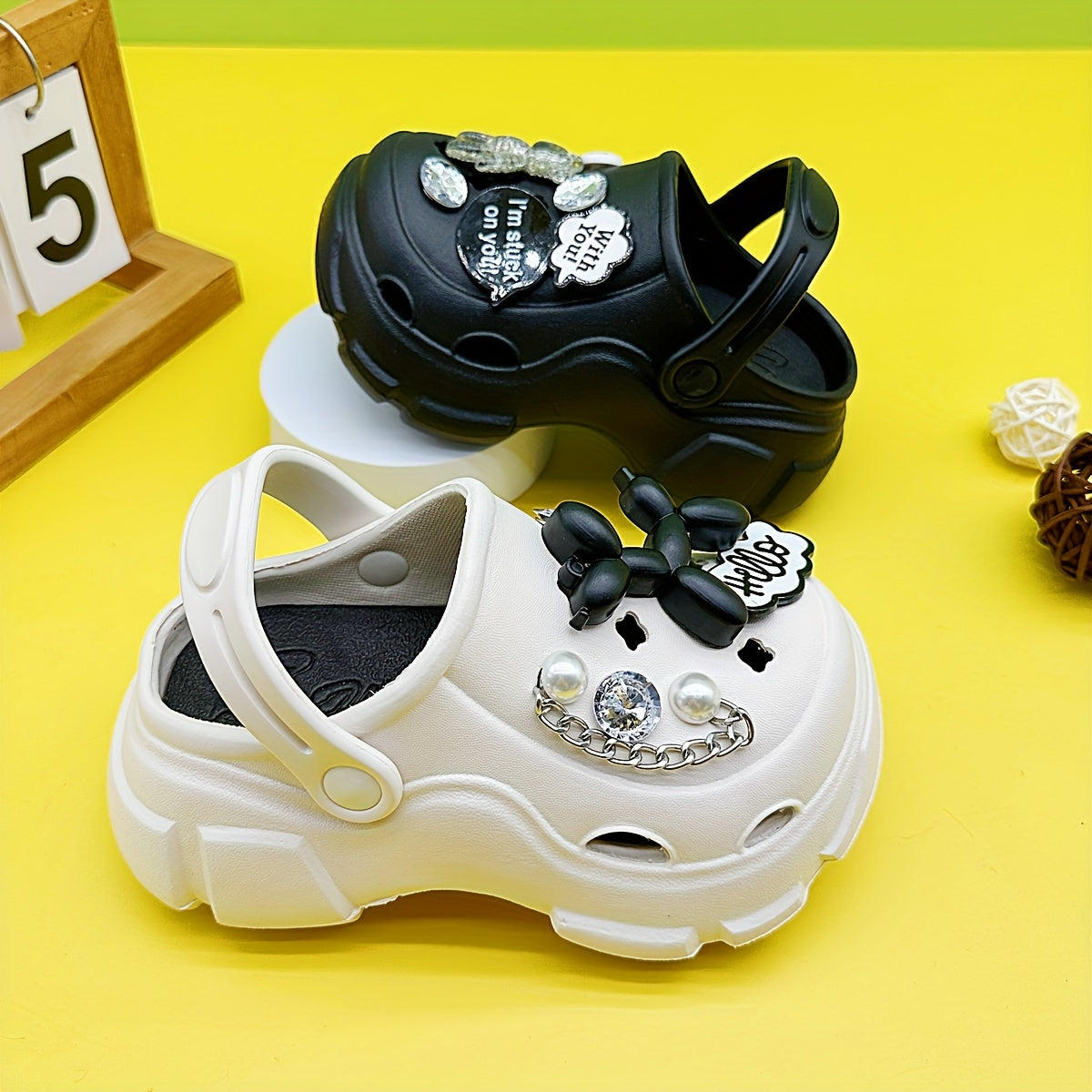 Adorable EVA Cartoon Clogs for Kids - Water-resistant, Lightweight with Rhinestone Accents. Perfect for everyday wear, suitable for kids under 14.