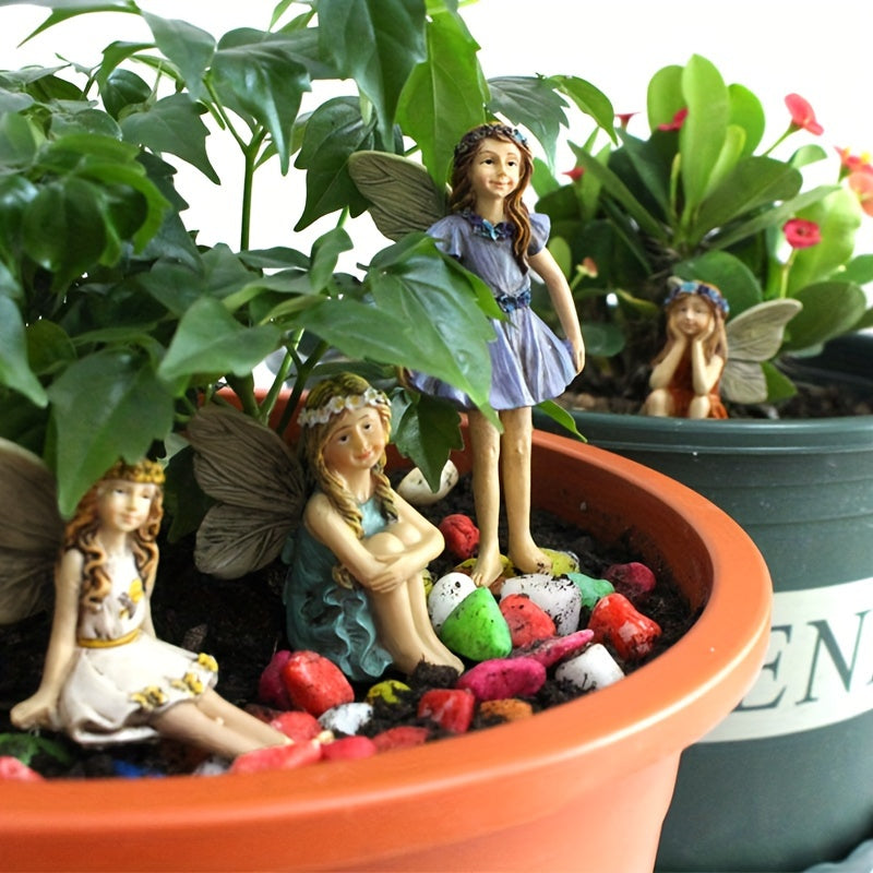 6 resin fairy statues for outdoor gardens, no power required.