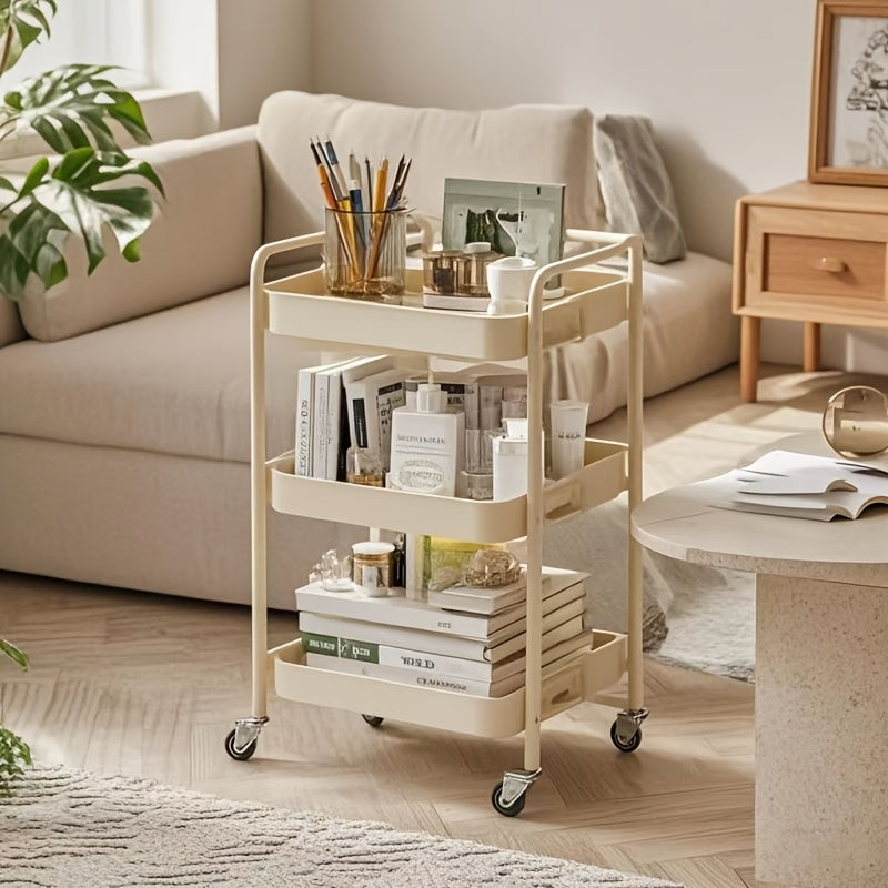 The Plastic Rolling Utility Cart Organizer offers a Classic Style with Multi-Tier Storage, making it a versatile household items organizer. It requires No Assembly and No Electricity or Batteries, providing convenience and ease of use.