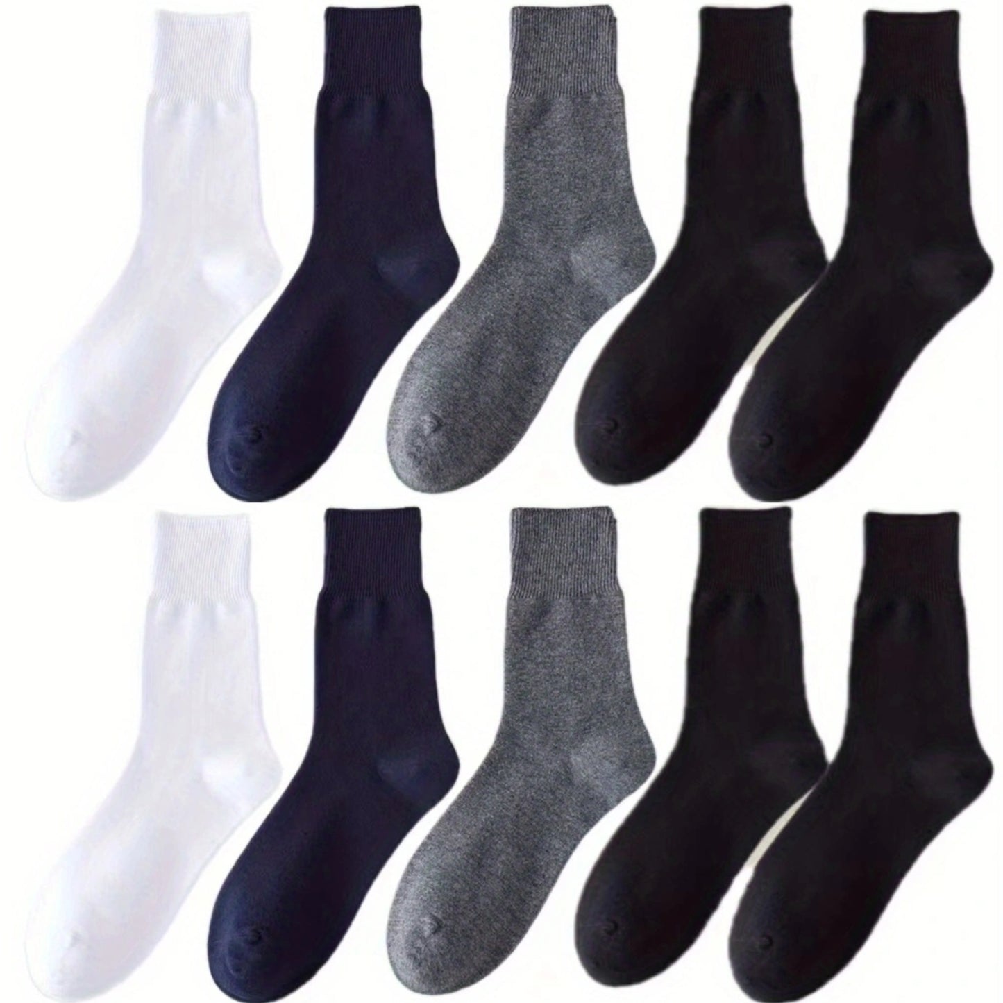 5 pairs of breathable, comfortable plus-size socks for men, designed for wider feet.