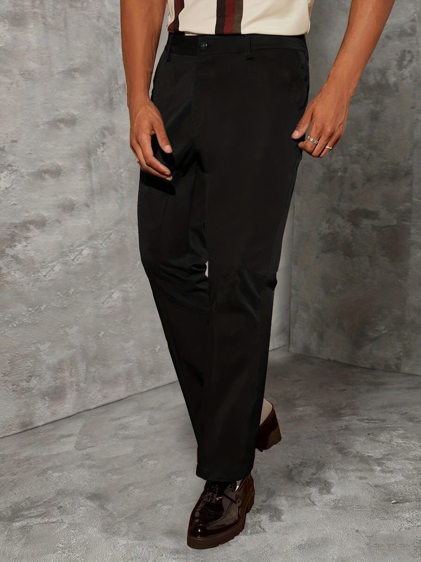 Men's classic solid pants for casual business in plus sizes.