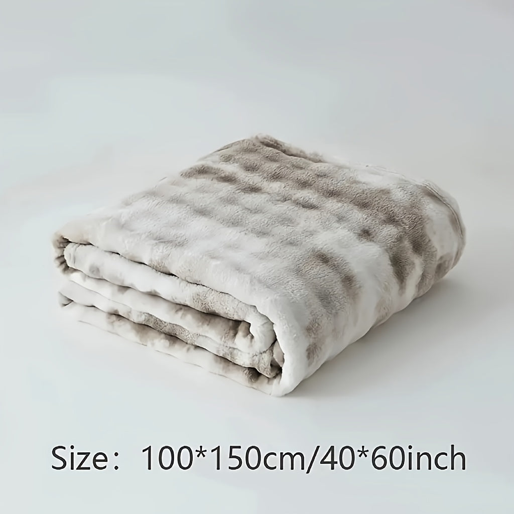 Soft and Cozy Gradient Bubble Fleece Throw Blanket made with Milk Velvet, Perfect for All Seasons. Versatile Nap Blanket for Office or Sofa, with Traditional Style and Machine Washable Polyester Non-Woven Fabric.