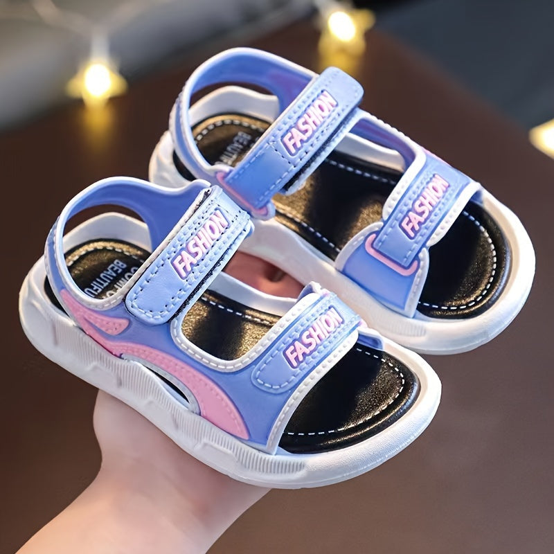 2024 Boys' Summer Sandals: Durable, Breathable with Cartoon Design, Hook-and-loop Fastener Strap - Blue/Orange, Blue/Black/Gray, Blue/Red/Orange