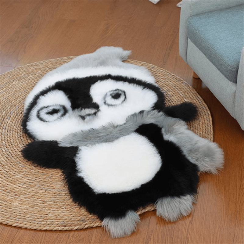 I have a single adorable fluffy 2'X3' penguin rug perfect for bedroom or living room. This super soft shaggy faux fur rug is machine washable and non-shedding. It adds a cute touch to your home office or room decor, making it a creative and decorative