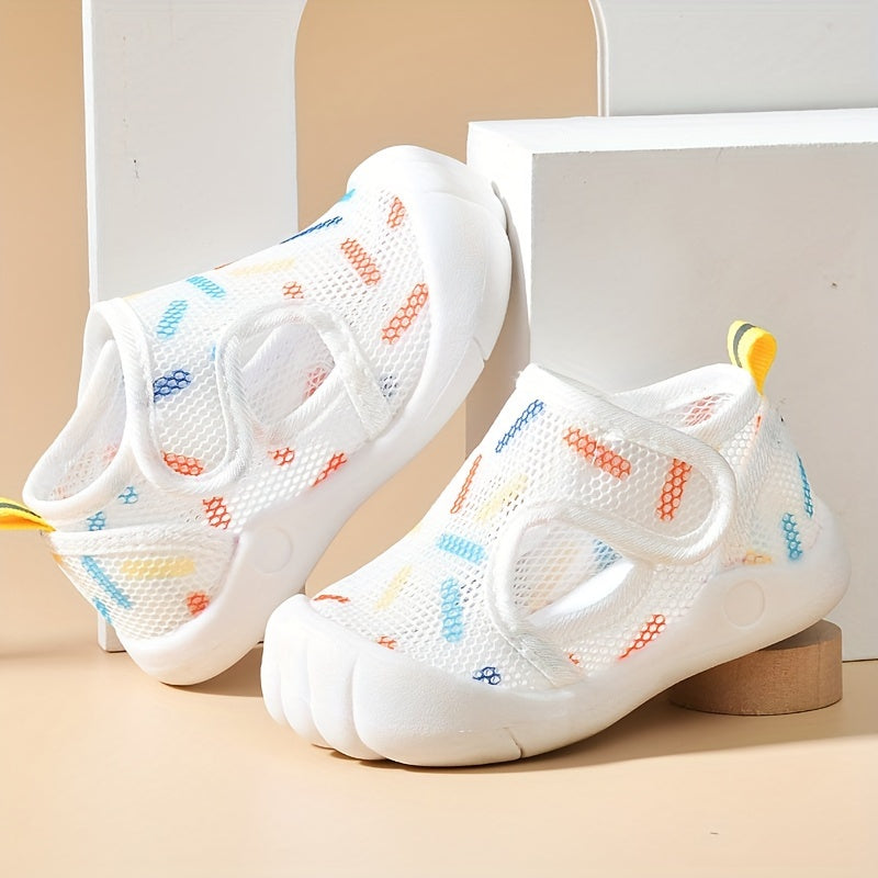 Lightweight, non-slip mesh sandals for infants and toddlers, ideal for summer.