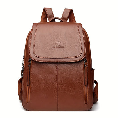 Women's Fashion Flap Backpack in Soft Faux Leather