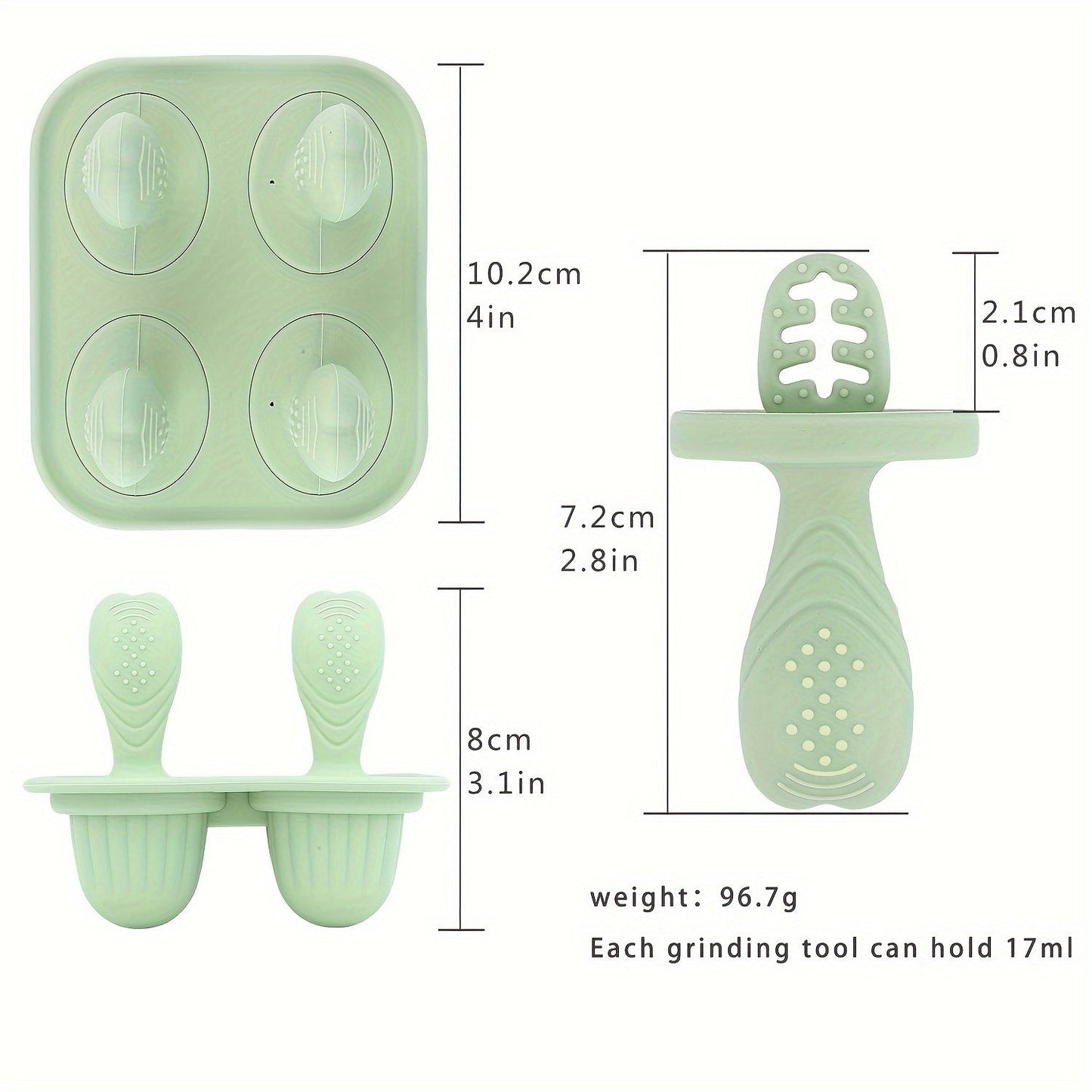 Silicone Popsicle Mold with 4 Holes - Ideal for Homemade Ice Cream, Frozen Treats, and Baby Feeding Essentials, including Breast Milk, Formula, Pureed Fruit, and Vegetables.