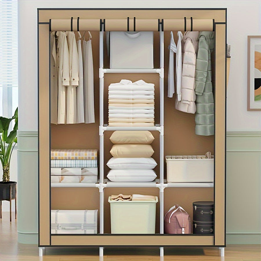 Wardrobe with Adjustable Shelves - Modern Design, Easy Assembly, Multi-Purpose Storage Solution for Bedroom & Home, 129.54cm Wide x 170.18cm Tall