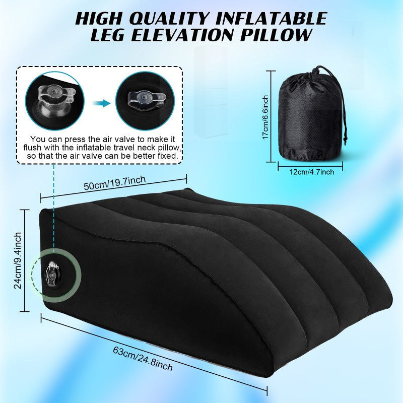 Introducing the Inflatable Leg Support Pillow featuring a new nozzle design! Made from polyester fiber, this 1pc pillow is perfect for muscle relaxation, comfortable leg positioning, naps, injury recovery, and more. Suitable for adults aged 18 and up.