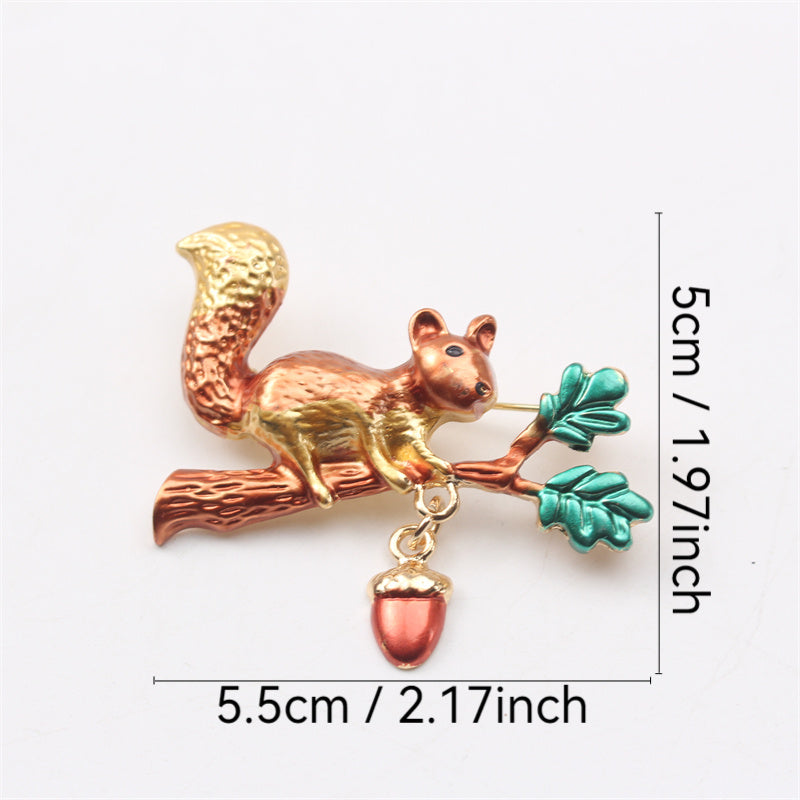 Gothic Luxury Style Enamel Squirrel Brooch Pin, Perfect for Wool Sweaters & Jackets