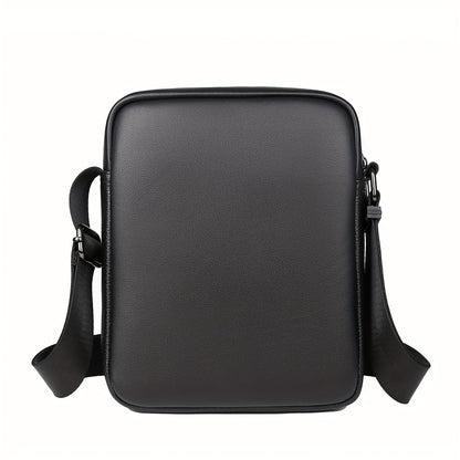 Men's black crossbody bag with adjustable strap featuring a stylish lychee texture. Perfect for business, travel, and casual wear. Multiple compartments for organization. Ideal for everyday