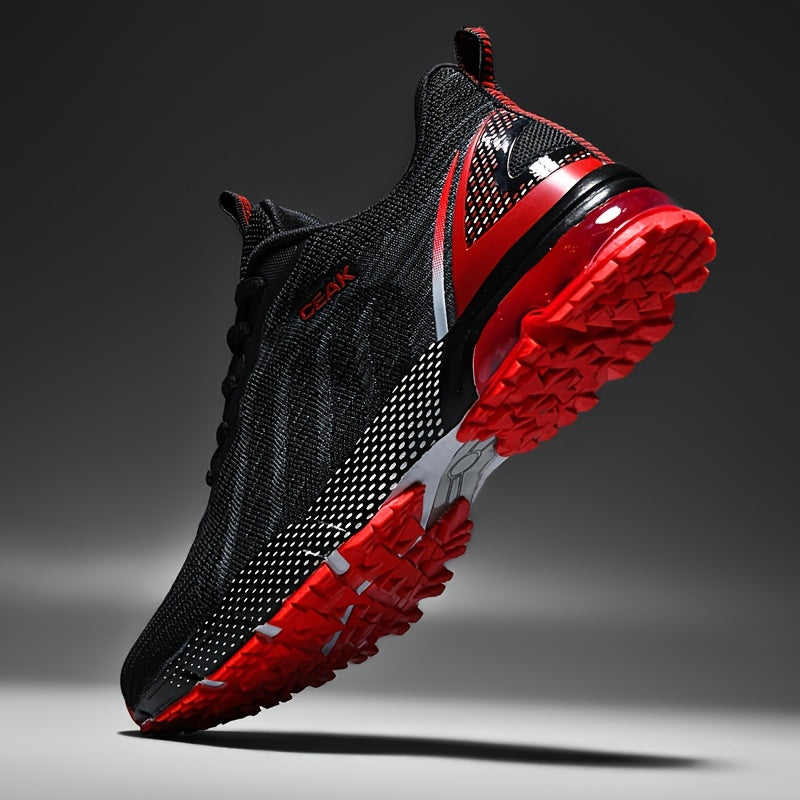 Breathable running shoes with shock absorption, non-slip lace-up sneakers for outdoor training.