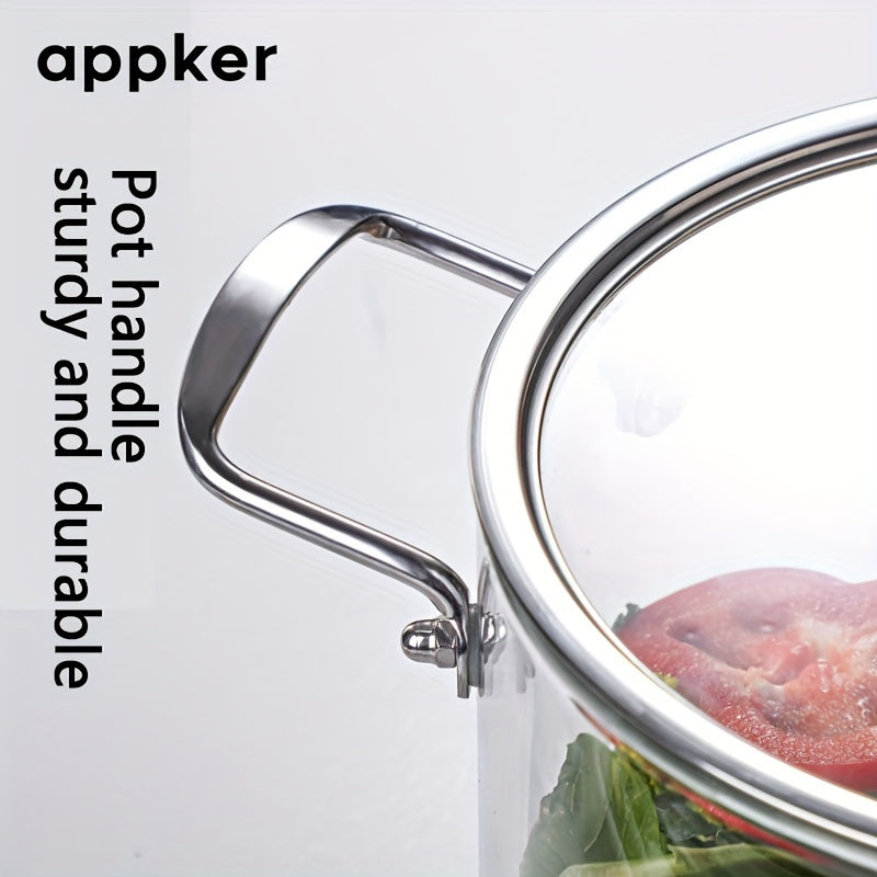 Appker Glass Cookware Set: Includes 2.5L & 3.5L Capacity Pots, Suitable for Stovetop Use, Easy to Clean in Dishwasher, High Heat Resistant Borosilicate Glass with Stainless Steel Handles - Ideal for Cooking Soups, Milk, Baby Food, Pasta, Noodles & More