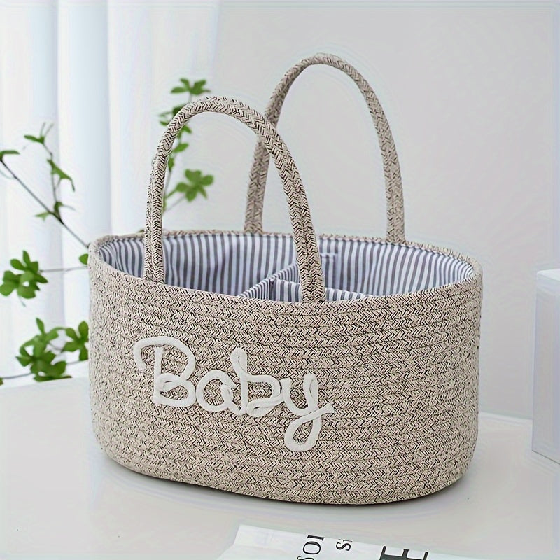 Elegant Linen Storage Basket with Dry/Wet Separation - Ideal for Diapers, Toys, Books & More - Oval Shape Gift Basket