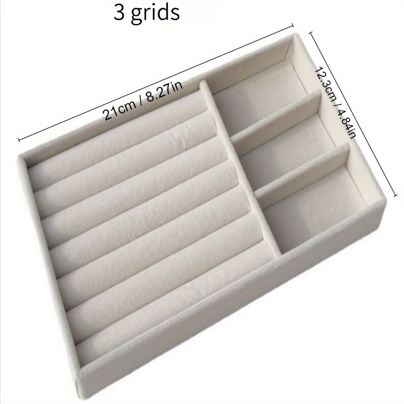 Flannelette Jewelry Tray - Perfect for displaying and storing your favorite jewelry pieces. This tray can hold necklaces, pendants, bracelets, rings, earrings, and more. Keep your jewelry organized with this stylish display organizer. Dimensions: 21.01cm