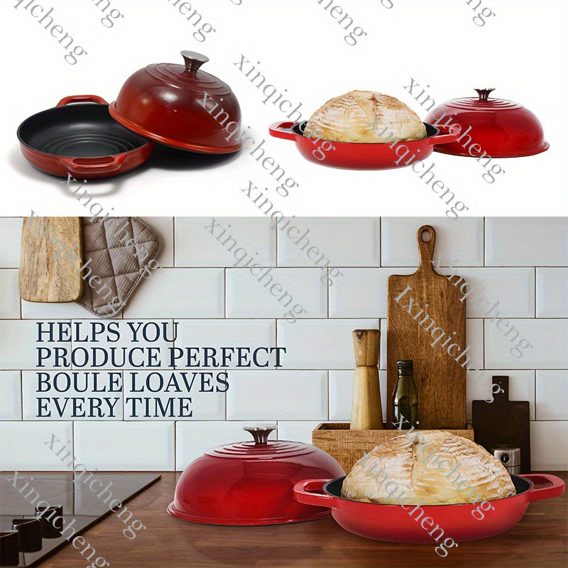 '- "Red Enameled Cast Iron Loaf Pan - 9 Inches with Lid, Great for Homemade Bread and Sourdough - Strong Coating, Perfect Kitchen Gift, Oven Safe, Ideal Home Gift