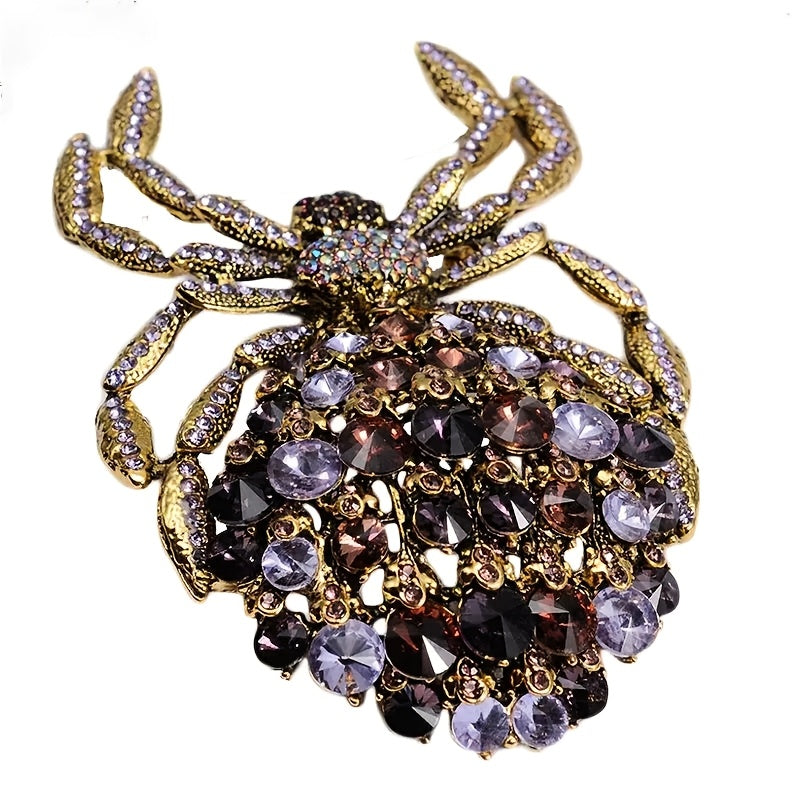 Elegant and Unique Rhinestone Spider Brooch - A Stylish Novelty Accessory for Women, Ideal for Special Occasions like Parties and Proms