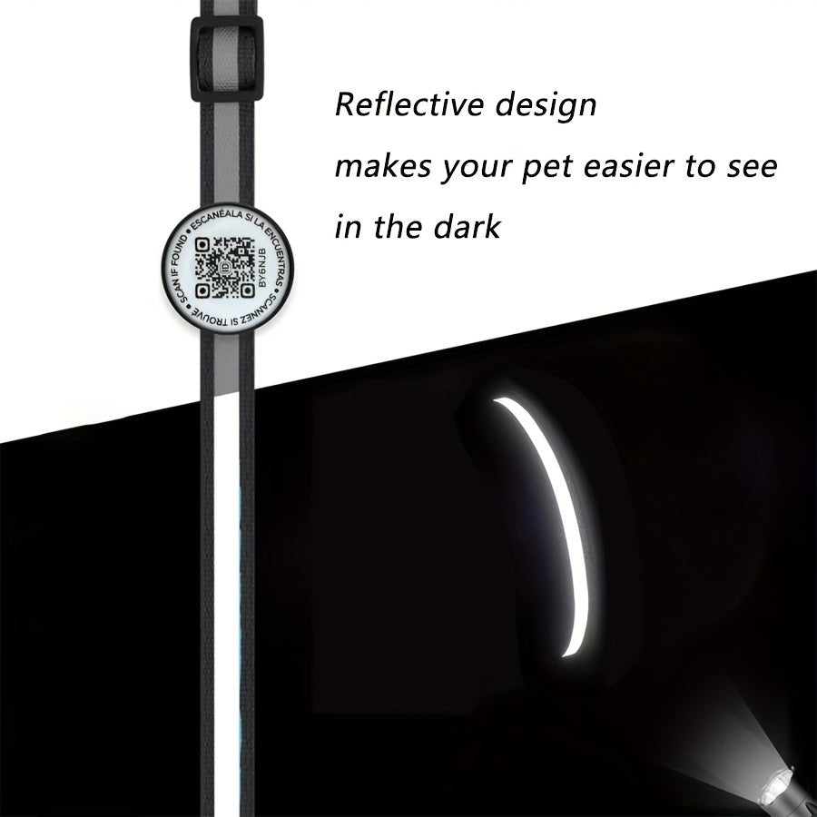 Reflective QR Code Pet Collar for Cats & Small Dogs - High Visibility at Night, Anti-Lost Feature, Striped Polyester