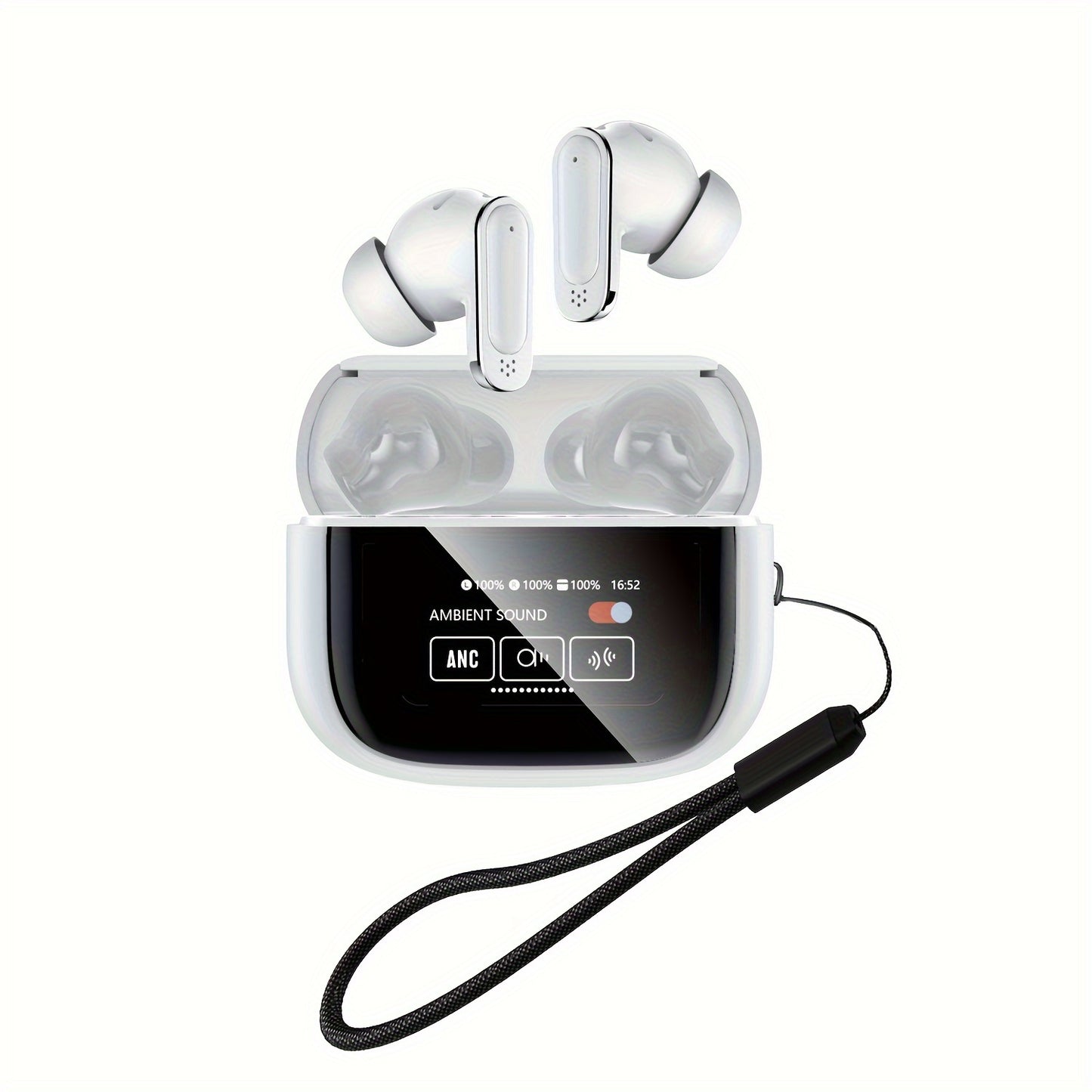 New 2025 Smart Touchscreen Earbuds with BT5.4, Noise Cancelling, Long Battery Life, High Fidelity Sound, Semi-open-back Design, Condenser Microphone, Rechargeable 300mAh Lithium Polymer