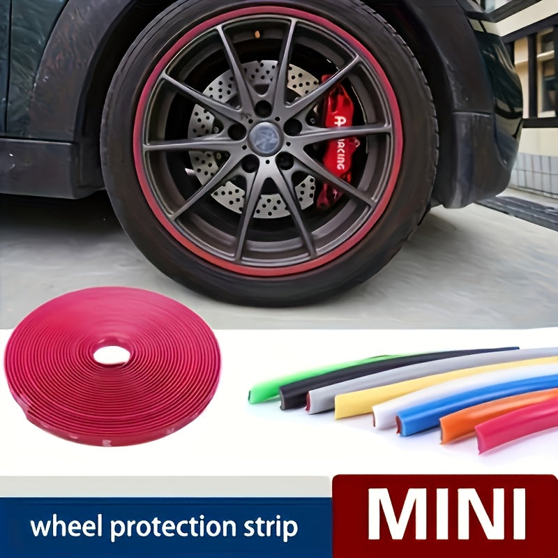 4pcs Universal Fit Car Rim Protector Strips, 195.0cm ABS Wheel Trim Decoration Strips, Anti-Collision Rubber Guards for front tires.