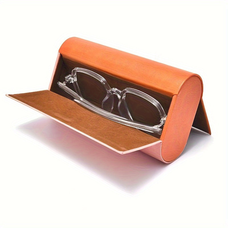 Stylish double-layer glasses case made from durable faux leather. This portable and fashionable case can hold 2 pairs of glasses and comes in scratch-resistant blue or orange.