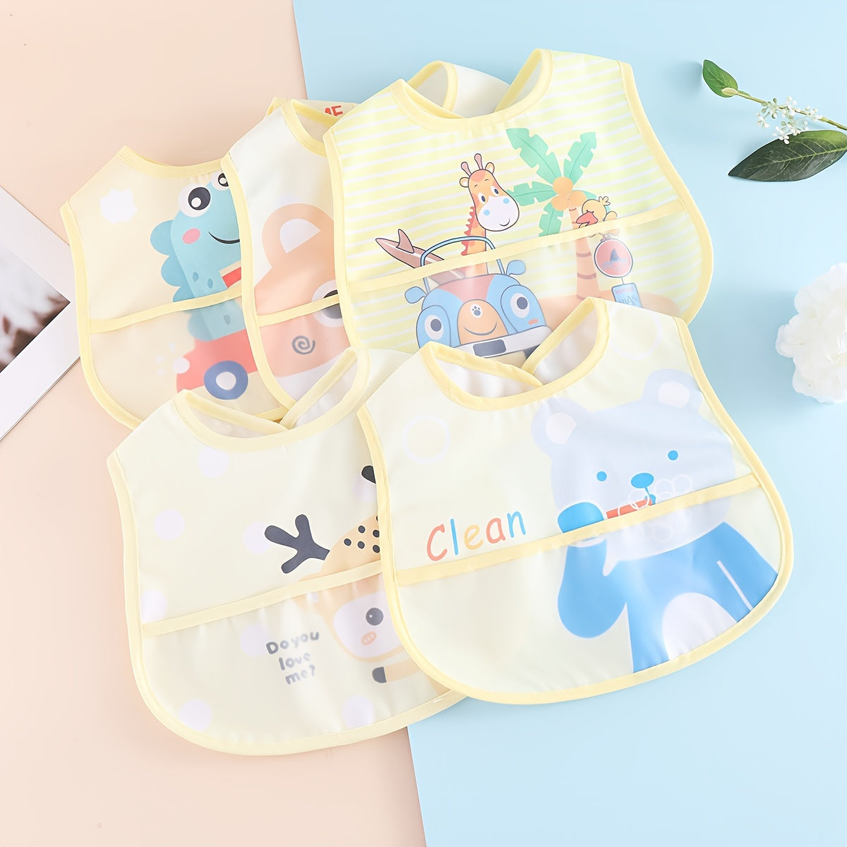 A sleeveless back-wear baby bib, perfect for protecting kids from mealtime messes. This waterproof and anti-dirty apron comes in a set of 3 or 5 pieces, making it a great Easter gift for both men and women.