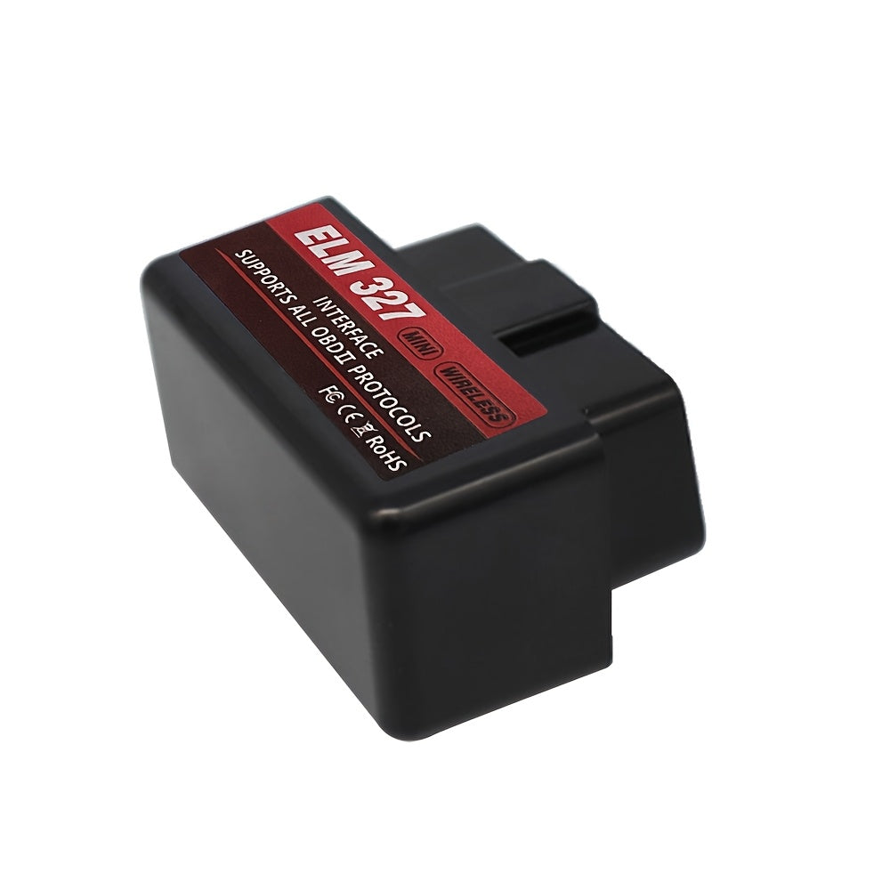 Mini OBD2 Diagnostic Tool for all car models with real-time data, wireless connectivity, and compatibility with Android, iOS, and Windows devices.