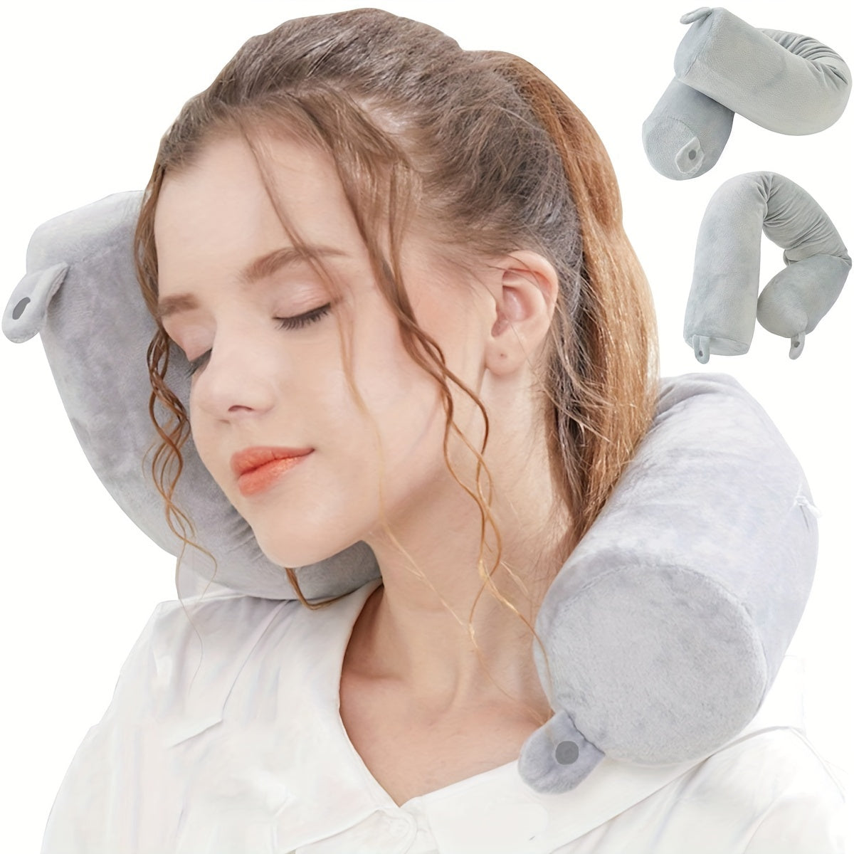 Lightweight Twistable U-Shaped Memory Foam Neck Pillow with Integrated Support System - Soft Polyester Travel Pillow for Pregnancy and Postpartum Relief