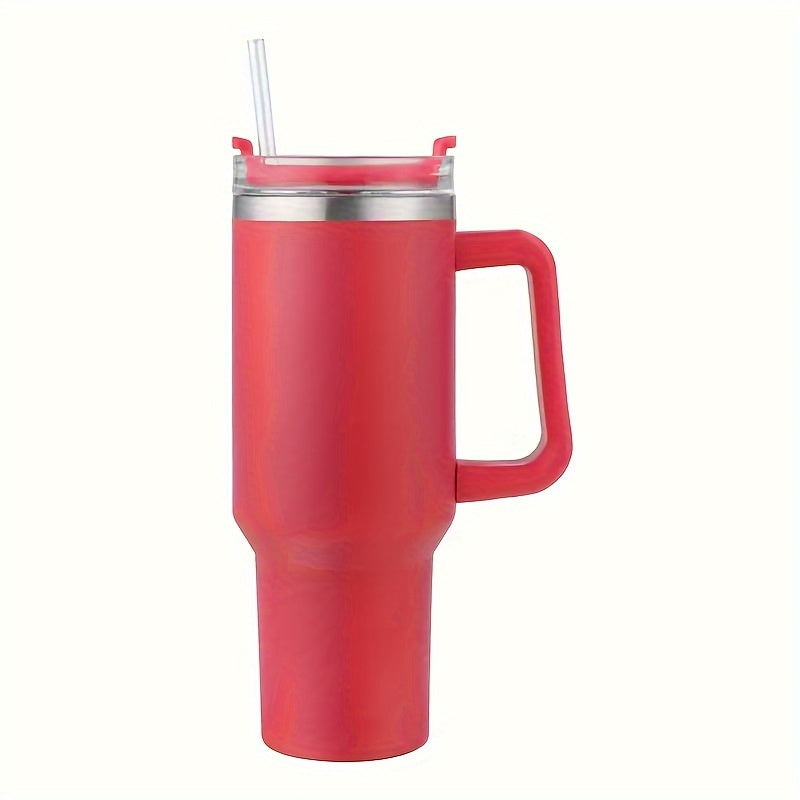 XIAYUTIAN's 40oz stainless steel tumbler is insulated and comes with a handle and straw lid. It is great for both hot and cold drinks and is leak-proof, making it perfect for travel and outdoor activities. It is also a great gift option.