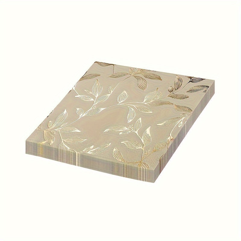 Set of 20 Golden Leaf Pattern Square Paper Placemats - Disposable Table Mats for Easter, Hanukkah, Thanksgiving, Father's & Mother's Day - 33.02x33.02 cm - Machine-Made