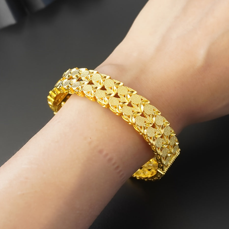 Stylish Two-Tiered Wide Bracelet for Women - Ideal for Graduations, Weddings, and Lavish Events